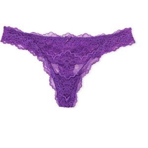 Victoria's Secret Dream Angels Violetta purple Thong Floral Lace Panties Size XL
